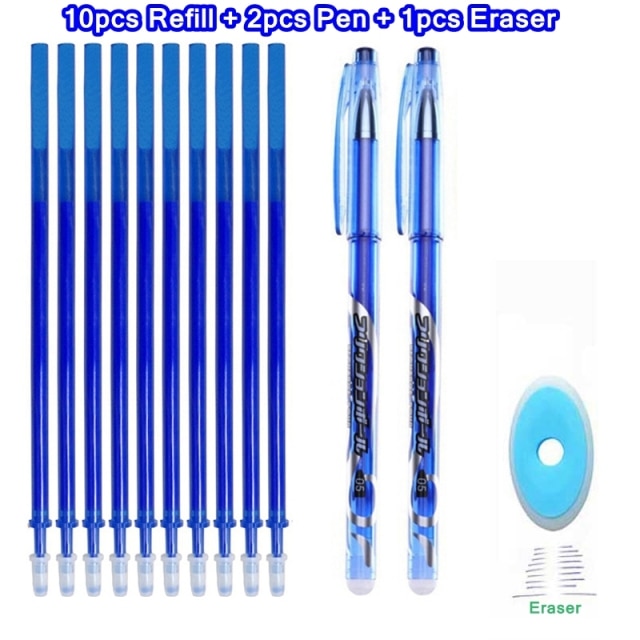 Erasable Pen Set Washable handle Blue Black Color Ink Writing Ballpoint Pens for School Office Stationery Supplies Exam Spare