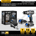 DEKO 20V Brushless Cordless Drill 42N.m Electric Screwdriver & Brushless Wrench 350N.m Electric Impact Wrench(Brushless Series)