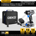 DEKO 20V Brushless Cordless Drill 42N.m Electric Screwdriver & Brushless Wrench 350N.m Electric Impact Wrench(Brushless Series)