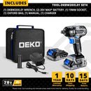 DEKO 20V Brushless Cordless Drill 42N.m Electric Screwdriver & Brushless Wrench 350N.m Electric Impact Wrench(Brushless Series)