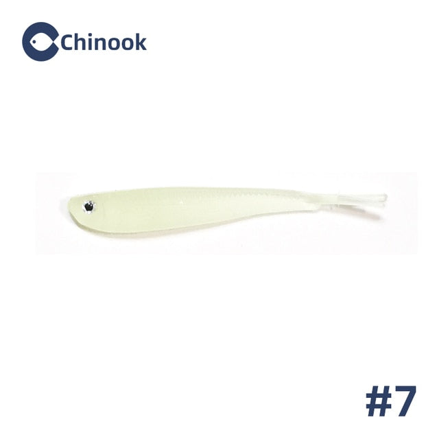 Chinook 5pcs Soft Bait Soft Fish Fork Tail with or without Hook Fish Artificial Silicone Fish Bait Fishing Tackle