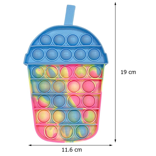 Funny Silicone Glitter Drink Cup Pattern Push Bubble Sensory Toy Hot Antistress Relaxing Fidget Autism Toys for Kids симпл димп