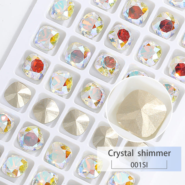 K9 Glass Crystals Crafts Pointback Loose Stones Square Crystals For Clothes Bags DIY Jewelry Decoration Garments Strass