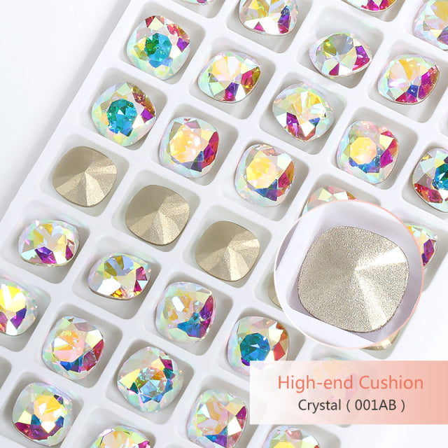 K9 Glass Crystals Crafts Pointback Loose Stones Square Crystals For Clothes Bags DIY Jewelry Decoration Garments Strass
