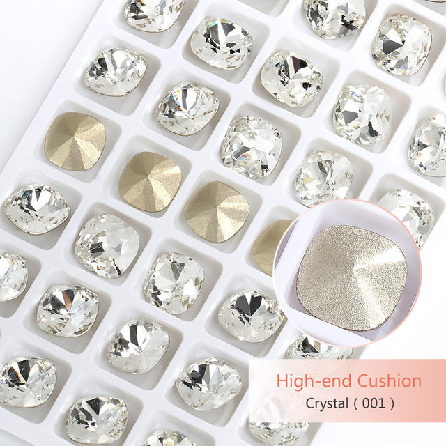 K9 Glass Crystals Crafts Pointback Loose Stones Square Crystals For Clothes Bags DIY Jewelry Decoration Garments Strass