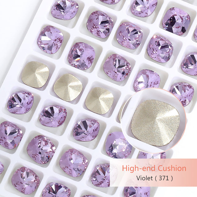 K9 Glass Crystals Crafts Pointback Loose Stones Square Crystals For Clothes Bags DIY Jewelry Decoration Garments Strass