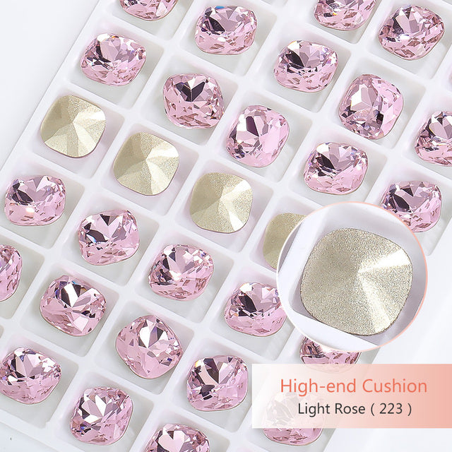 K9 Glass Crystals Crafts Pointback Loose Stones Square Crystals For Clothes Bags DIY Jewelry Decoration Garments Strass