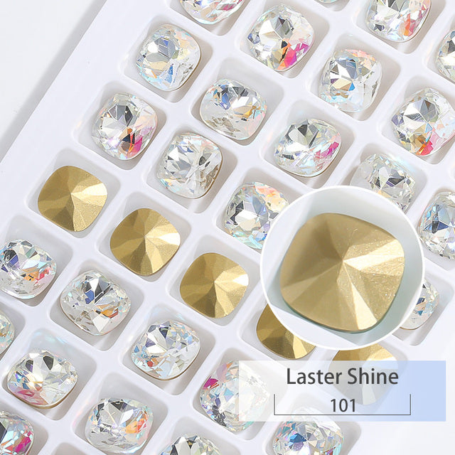 K9 Glass Crystals Crafts Pointback Loose Stones Square Crystals For Clothes Bags DIY Jewelry Decoration Garments Strass