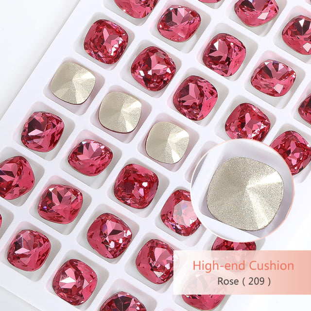 K9 Glass Crystals Crafts Pointback Loose Stones Square Crystals For Clothes Bags DIY Jewelry Decoration Garments Strass