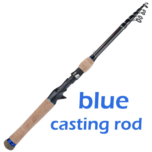 Sougayilang New Telescopic Lure Rod 1.8M 2.1M 2.4M 2.7M Carbon Fiber Cork Wood Handle Spinning Rod Fishing Pole Tackle