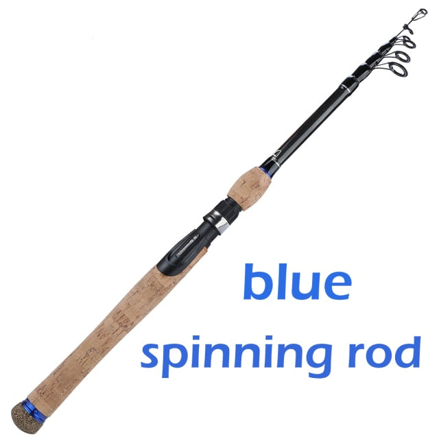 Sougayilang New Telescopic Lure Rod 1.8M 2.1M 2.4M 2.7M Carbon Fiber Cork Wood Handle Spinning Rod Fishing Pole Tackle