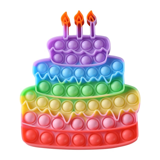 Ice Cream Bubble Toy Rainbow Push Bubble Fidget Toys Sensory Toys Kid Adult Autism Stress Reliever Squeeze Soft Squishy Toy