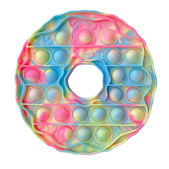 Ice Cream Bubble Toy Rainbow Push Bubble Fidget Toys Sensory Toys Kid Adult Autism Stress Reliever Squeeze Soft Squishy Toy