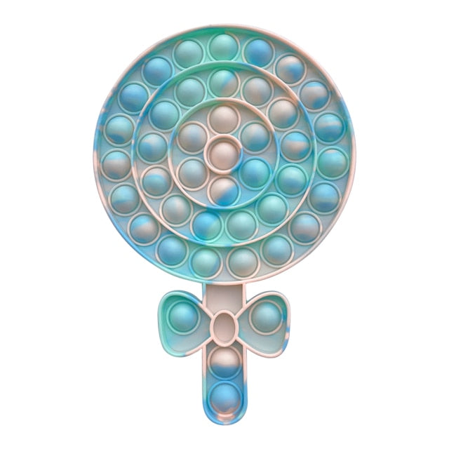 Ice Cream Bubble Toy Rainbow Push Bubble Fidget Toys Sensory Toys Kid Adult Autism Stress Reliever Squeeze Soft Squishy Toy
