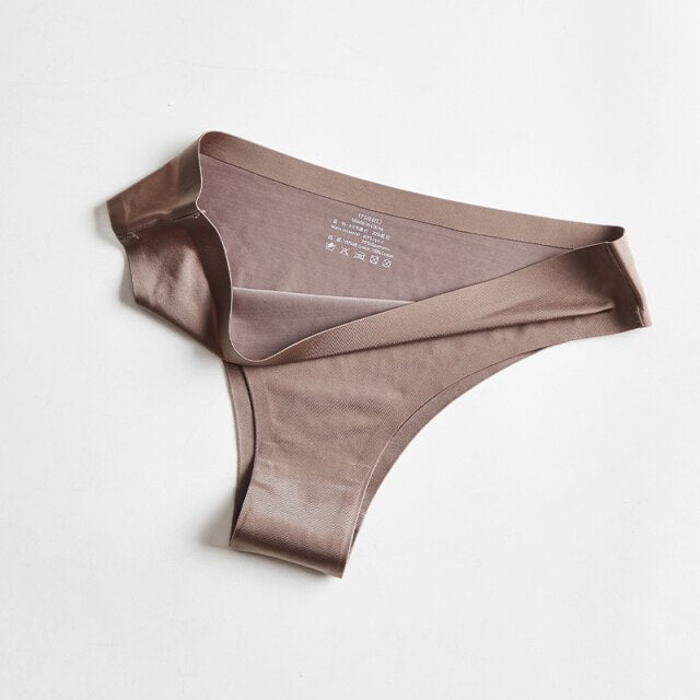 Seamless Panties Women Briefs Nylon Ultra-thin G-string Thongs Low Rise Lingerie Ice Silk Briefs Lady Girls Underwear Plus Size