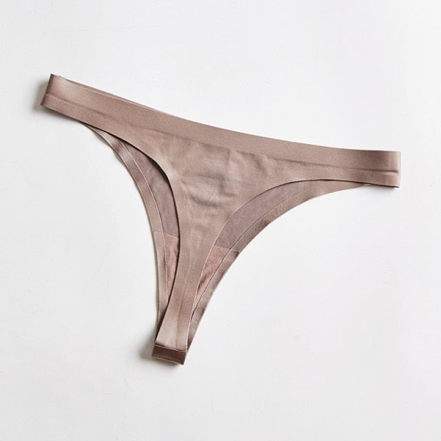 Seamless Panties Women Briefs Nylon Ultra-thin G-string Thongs Low Rise Lingerie Ice Silk Briefs Lady Girls Underwear Plus Size