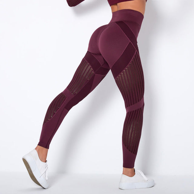 RXRXCOCO Leggings Women Push Up Seamless Leggings For Fitness Yoga Pants High Waist Tights Hollow Out Sport Scrunch Butt Legging