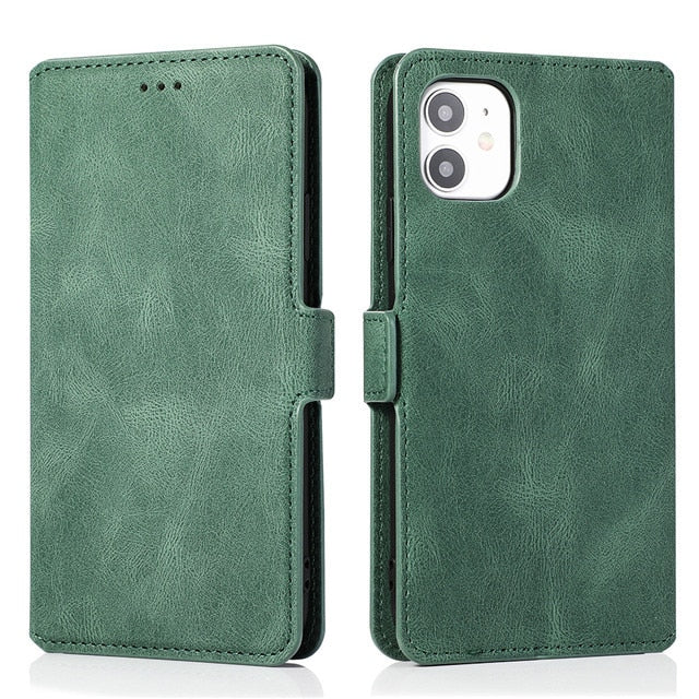Leather Flip Wallet Case For iPhone 12 13 Mini 11 Pro XS MAX X XR 8 7 6s 6 Plus 5 5s SE 2020 Card Stand Slot Phone Cover Coque