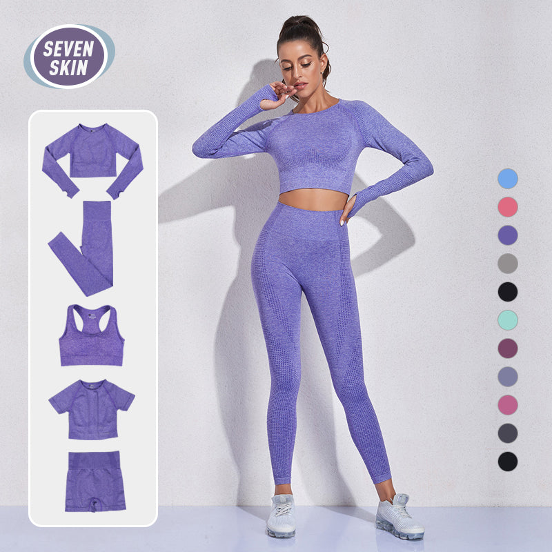 SEVEN SKIN 2/3/5PCS Seamless Women Yoga Set Gym Fitness Sportswear Long Sleeve Crop Top Clothing High Waist Leggings Sport Suits