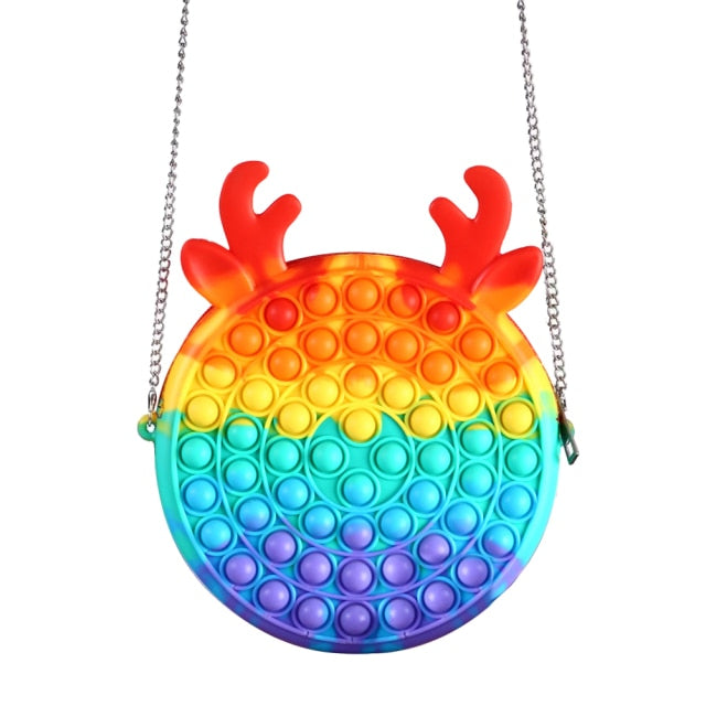 Cute Bag Fidget Toys Reliver Stress Toy Rainbow Push Bubble Simple Dimmer Antistress Toy Children Sensory Game Toy Backpack