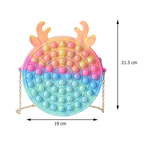 Cute Bag Fidget Toys Reliver Stress Toy Rainbow Push Bubble Simple Dimmer Antistress Toy Children Sensory Game Toy Backpack