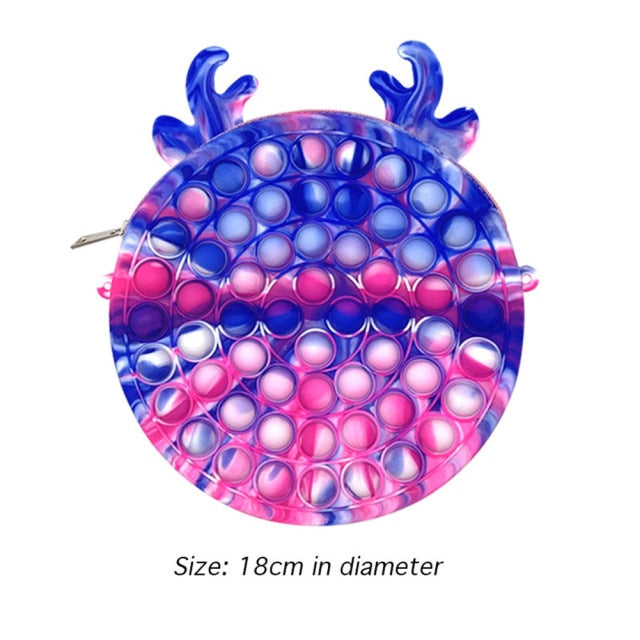 Cute Bag Fidget Toys Reliver Stress Toy Rainbow Push Bubble Simple Dimmer Antistress Toy Children Sensory Game Toy Backpack