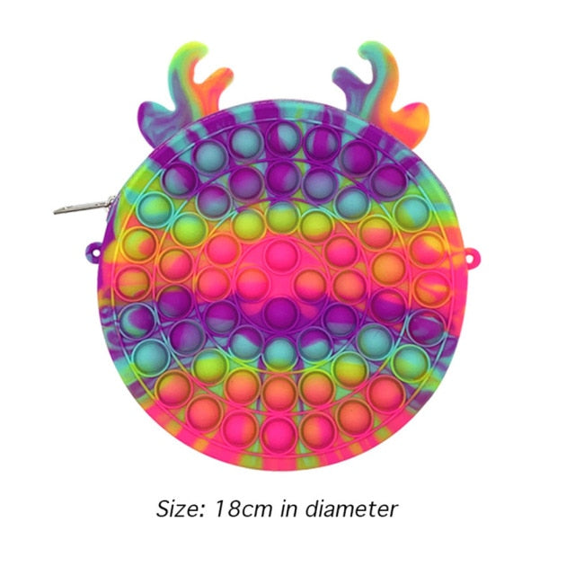 Cute Bag Fidget Toys Reliver Stress Toy Rainbow Push Bubble Simple Dimmer Antistress Toy Children Sensory Game Toy Backpack