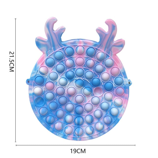 Cute Bag Fidget Toys Reliver Stress Toy Rainbow Push Bubble Simple Dimmer Antistress Toy Children Sensory Game Toy Backpack