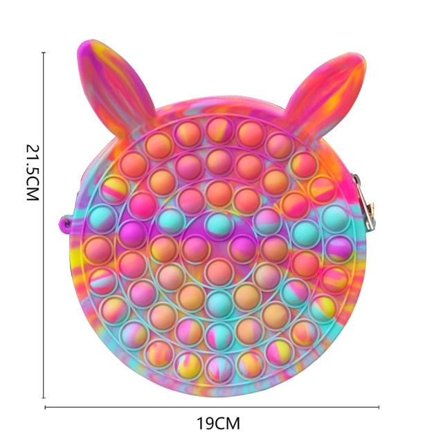 Cute Bag Fidget Toys Reliver Stress Toy Rainbow Push Bubble Simple Dimmer Antistress Toy Children Sensory Game Toy Backpack