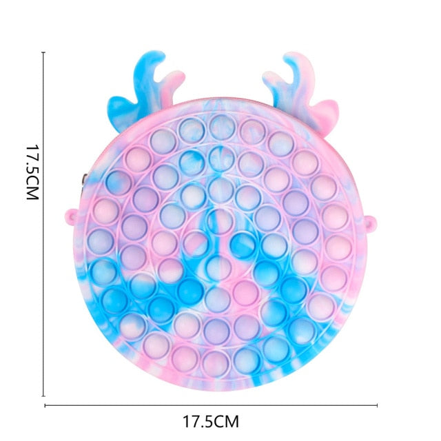 Cute Bag Fidget Toys Reliver Stress Toy Rainbow Push Bubble Simple Dimmer Antistress Toy Children Sensory Game Toy Backpack