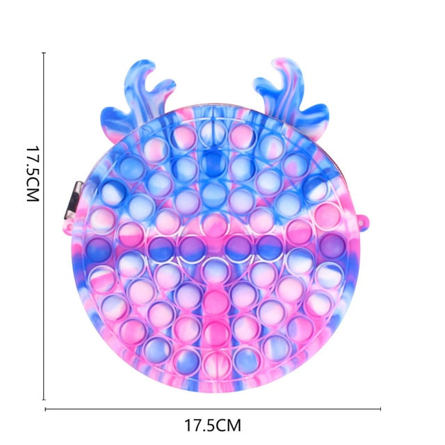 Cute Bag Fidget Toys Reliver Stress Toy Rainbow Push Bubble Simple Dimmer Antistress Toy Children Sensory Game Toy Backpack