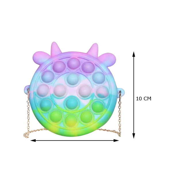 Cute Bag Fidget Toys Reliver Stress Toy Rainbow Push Bubble Simple Dimmer Antistress Toy Children Sensory Game Toy Backpack