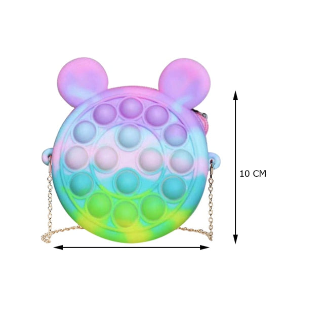 Cute Bag Fidget Toys Reliver Stress Toy Rainbow Push Bubble Simple Dimmer Antistress Toy Children Sensory Game Toy Backpack