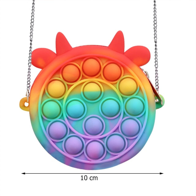 Cute Bag Fidget Toys Reliver Stress Toy Rainbow Push Bubble Simple Dimmer Antistress Toy Children Sensory Game Toy Backpack