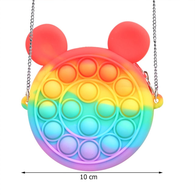 Cute Bag Fidget Toys Reliver Stress Toy Rainbow Push Bubble Simple Dimmer Antistress Toy Children Sensory Game Toy Backpack