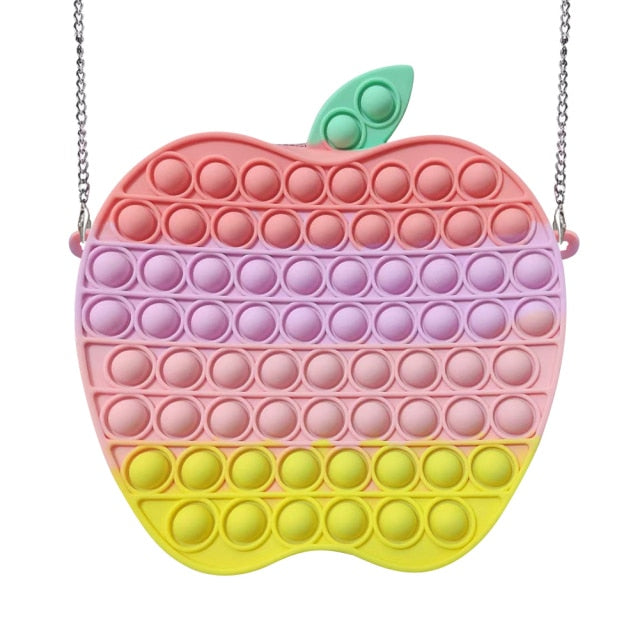 Cute Bag Fidget Toys Reliver Stress Toy Rainbow Push Bubble Simple Dimmer Antistress Toy Children Sensory Game Toy Backpack