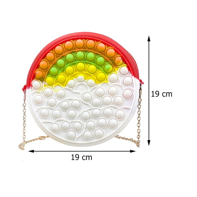 Cute Bag Fidget Toys Reliver Stress Toy Rainbow Push Bubble Simple Dimmer Antistress Toy Children Sensory Game Toy Backpack