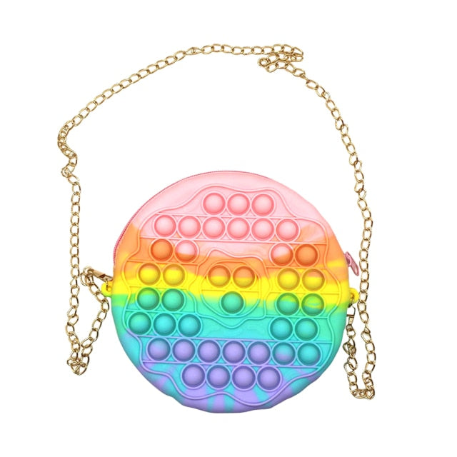 Cute Bag Fidget Toys Reliver Stress Toy Rainbow Push Bubble Simple Dimmer Antistress Toy Children Sensory Game Toy Backpack
