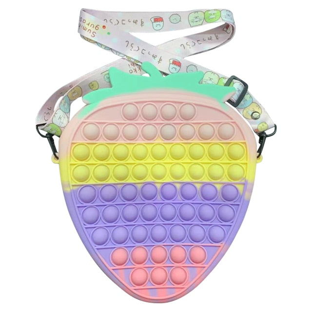 Cute Bag Fidget Toys Reliver Stress Toy Rainbow Push Bubble Simple Dimmer Antistress Toy Children Sensory Game Toy Backpack