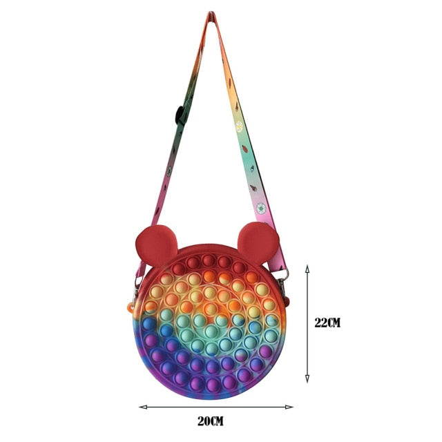 Cute Bag Fidget Toys Reliver Stress Toy Rainbow Push Bubble Simple Dimmer Antistress Toy Children Sensory Game Toy Backpack