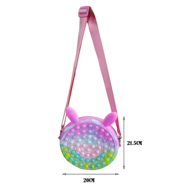 Cute Bag Fidget Toys Reliver Stress Toy Rainbow Push Bubble Simple Dimmer Antistress Toy Children Sensory Game Toy Backpack