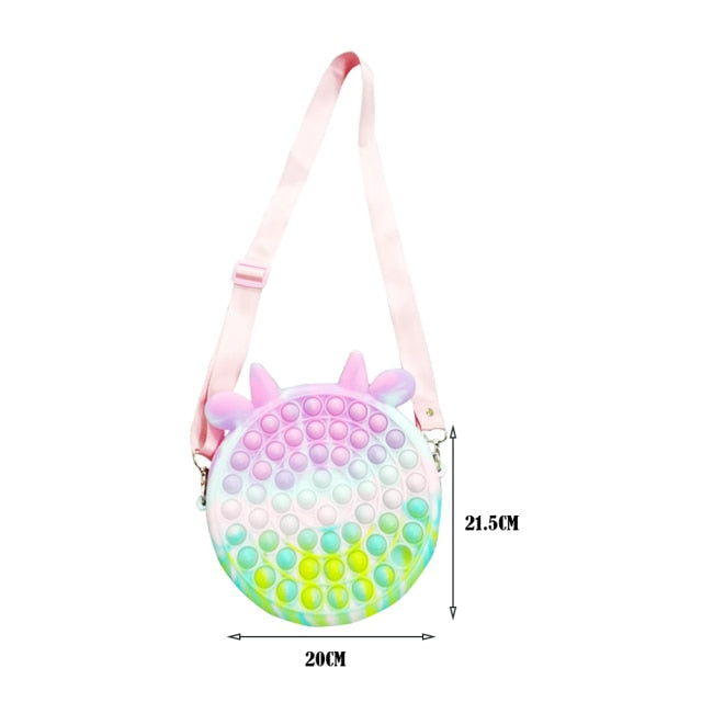 Cute Bag Fidget Toys Reliver Stress Toy Rainbow Push Bubble Simple Dimmer Antistress Toy Children Sensory Game Toy Backpack