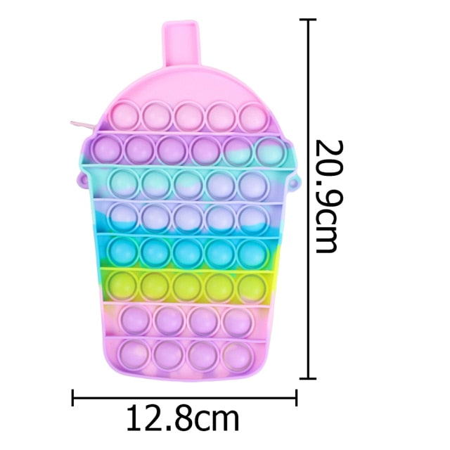 Cute Bag Fidget Toys Reliver Stress Toy Rainbow Push Bubble Simple Dimmer Antistress Toy Children Sensory Game Toy Backpack
