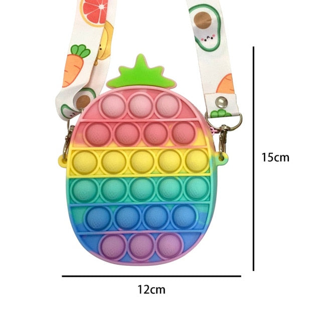Cute Bag Fidget Toys Reliver Stress Toy Rainbow Push Bubble Simple Dimmer Antistress Toy Children Sensory Game Toy Backpack