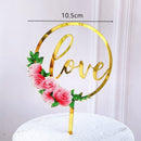 Flowers Cake Topper Happy Birthday Gold Silver Birthday Party Cake Insert Acrylic Cake Decoration Wedding Cakes Dessert Decor