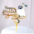 Flowers Cake Topper Happy Birthday Gold Silver Birthday Party Cake Insert Acrylic Cake Decoration Wedding Cakes Dessert Decor
