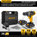 DEKO Banger 12V Loner 16V Sharker 20V Cordless Drill with LED Light Electric Screwdriver with Lithium Battery Mini Power Driver