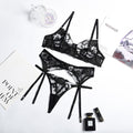 Bra and Panty Set Women Underwear Lace Lingerie 3pcs Open Cup See Through Thong Floral Embroidery Underwear Transparent Bra Set