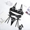 Bra and Panty Set Women Underwear Lace Lingerie 3pcs Open Cup See Through Thong Floral Embroidery Underwear Transparent Bra Set
