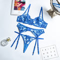 Bra and Panty Set Women Underwear Lace Lingerie 3pcs Open Cup See Through Thong Floral Embroidery Underwear Transparent Bra Set